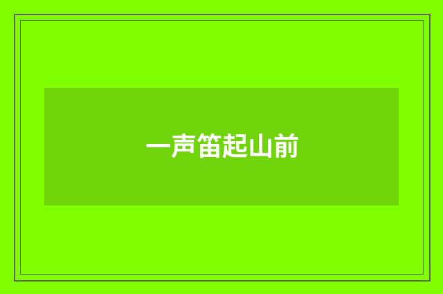 一声笛起山前