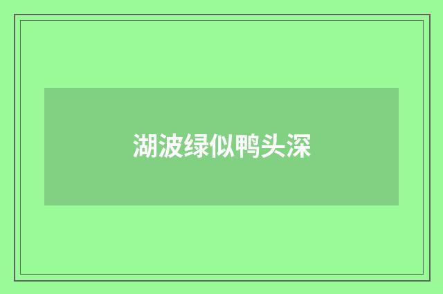 湖波绿似鸭头深