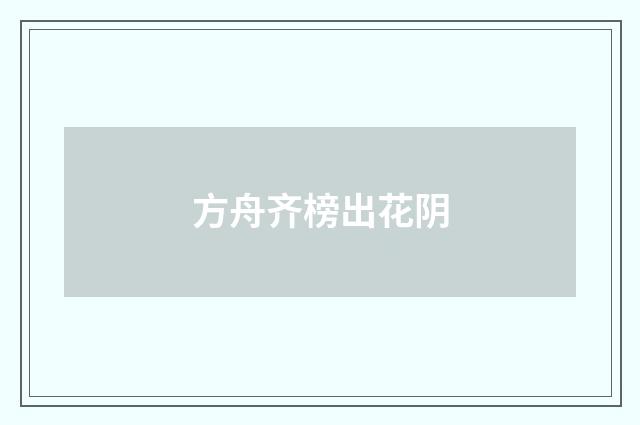 方舟齐榜出花阴
