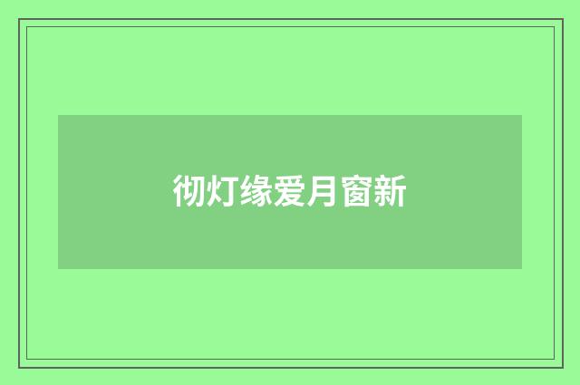 彻灯缘爱月窗新