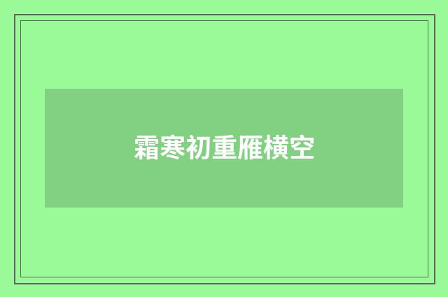 霜寒初重雁横空