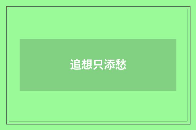 追想只添愁