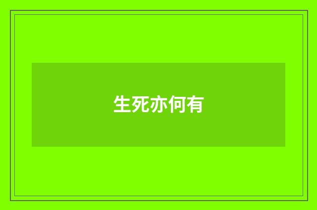 生死亦何有