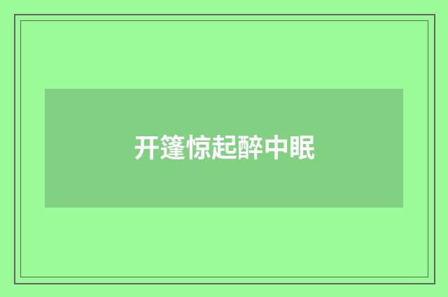 开篷惊起醉中眠