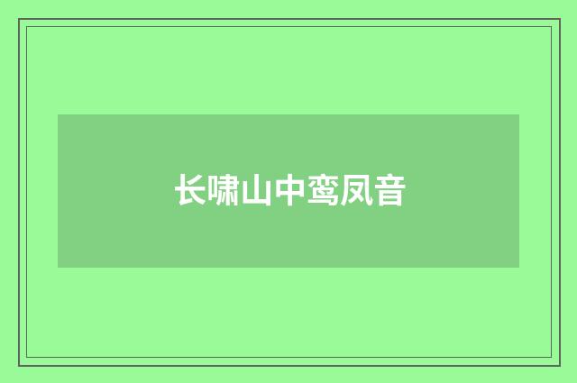 长啸山中鸾凤音