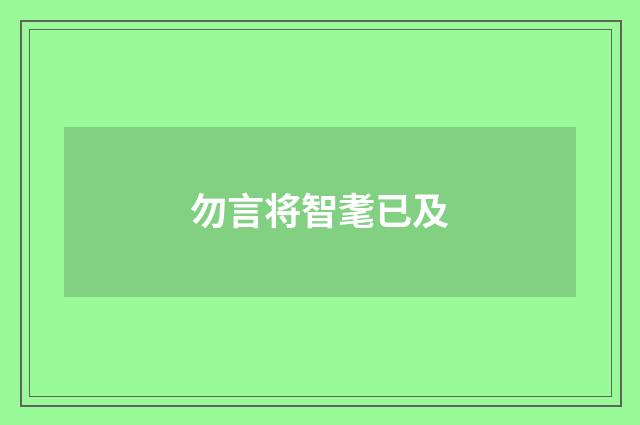 勿言将智耄已及