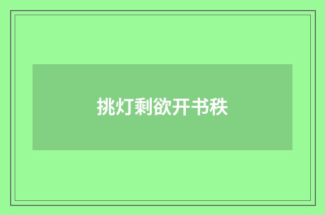 挑灯剩欲开书秩