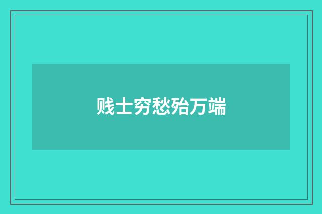 贱士穷愁殆万端
