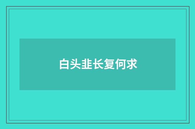 白头韭长复何求