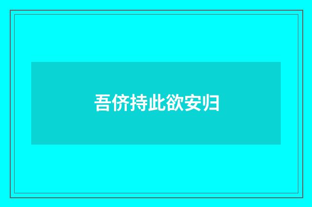 吾侪持此欲安归