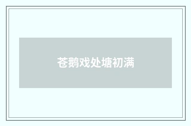 苍鹅戏处塘初满