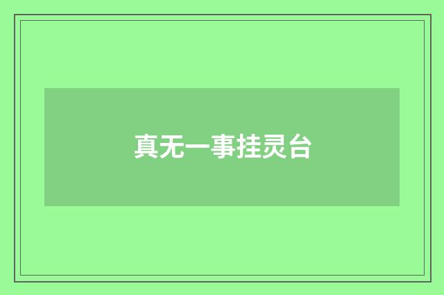 真无一事挂灵台