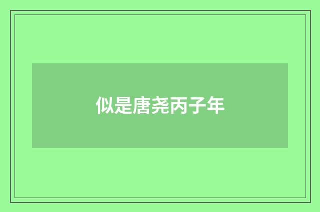 似是唐尧丙子年
