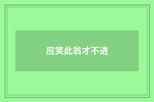 应笑此翁才不进