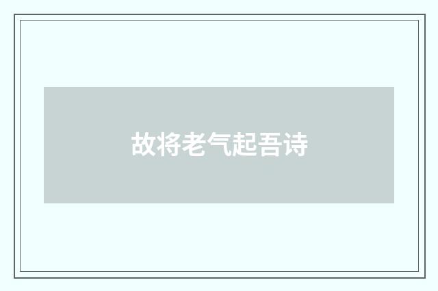 故将老气起吾诗