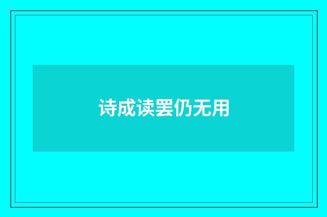 诗成读罢仍无用