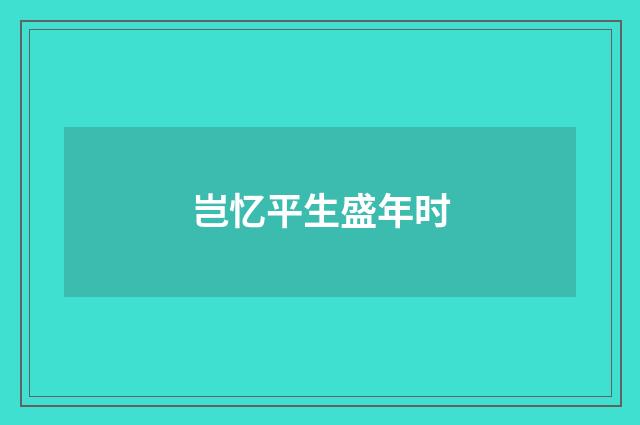岂忆平生盛年时