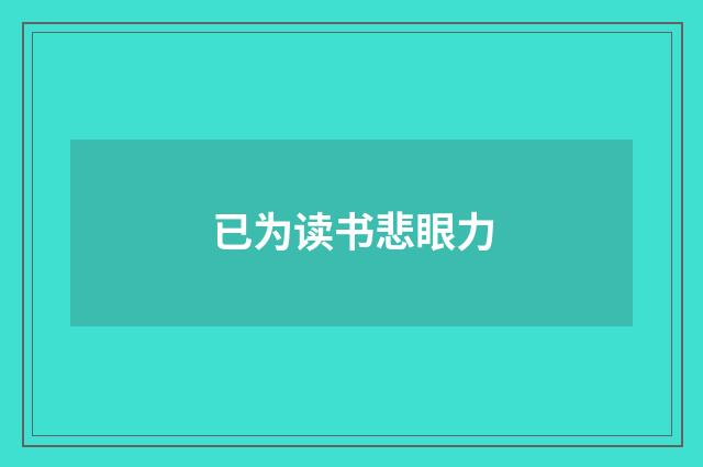 已为读书悲眼力