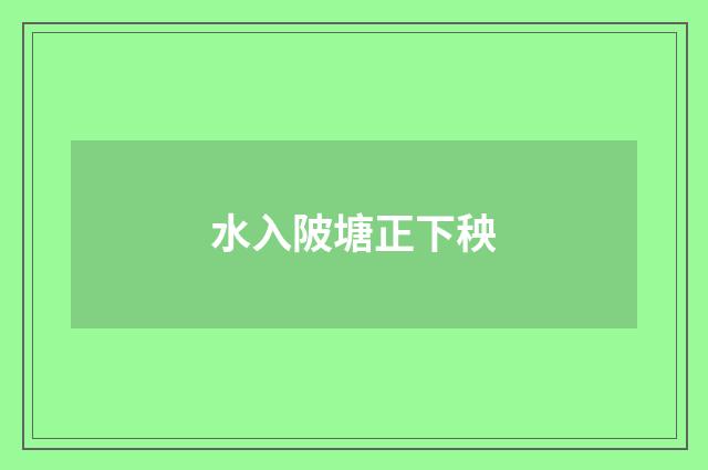 水入陂塘正下秧
