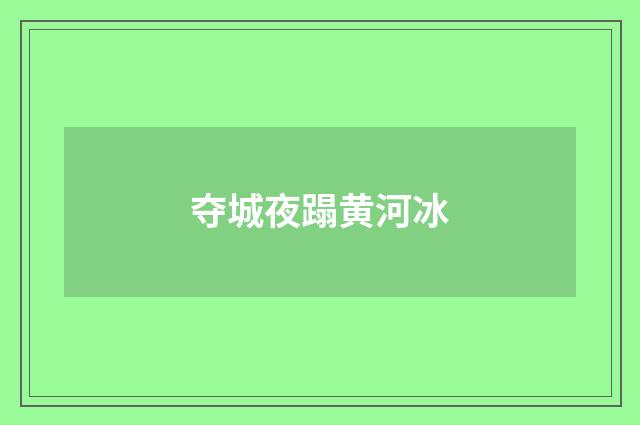 夺城夜蹋黄河冰