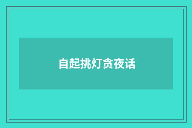 自起挑灯贪夜话