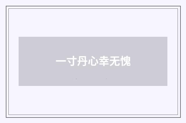 一寸丹心幸无愧