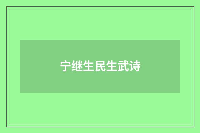 宁继生民生武诗