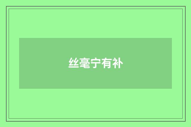 丝毫宁有补