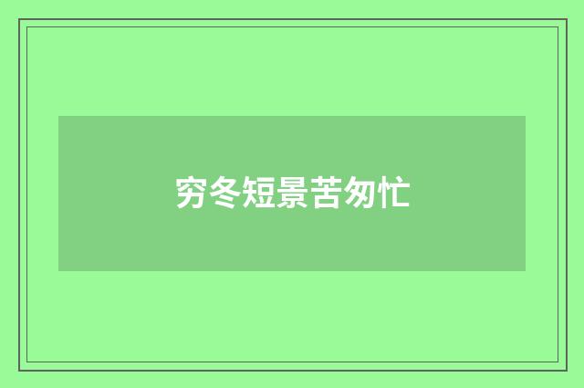 穷冬短景苦匆忙