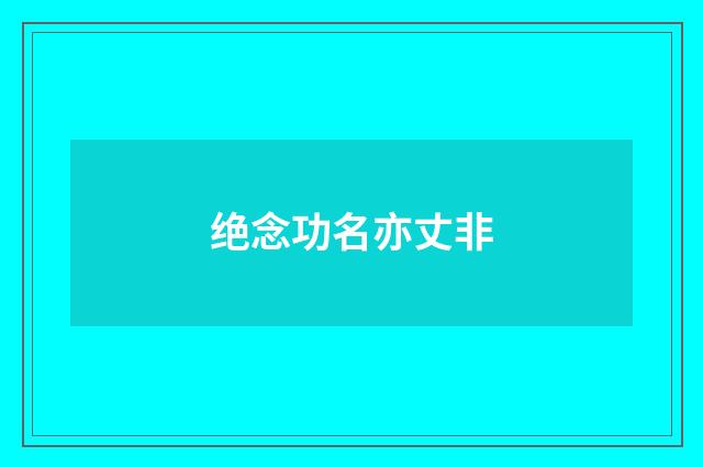 绝念功名亦丈非
