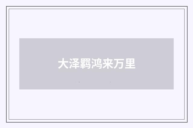 大泽羁鸿来万里