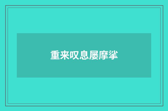 重来叹息屡摩挲