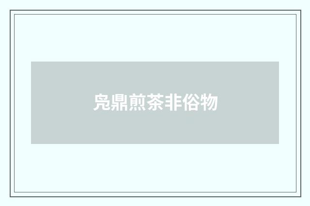 凫鼎煎茶非俗物