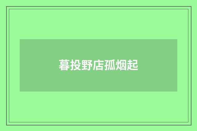 暮投野店孤烟起