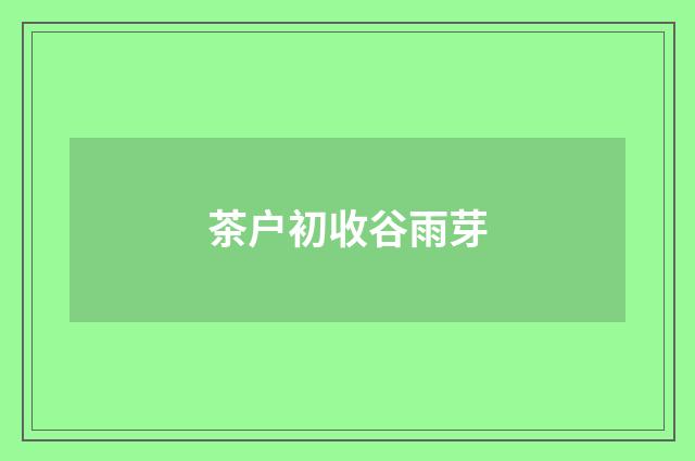 茶户初收谷雨芽