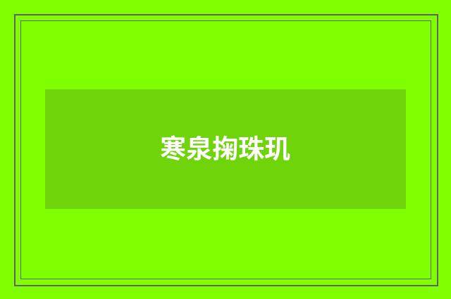 寒泉掬珠玑
