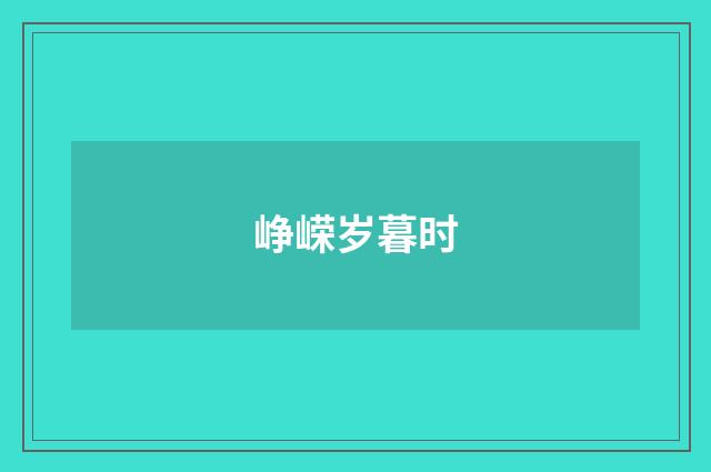 峥嵘岁暮时