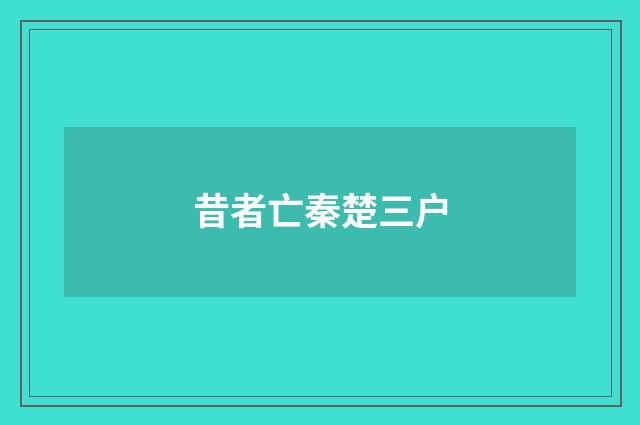 昔者亡秦楚三户