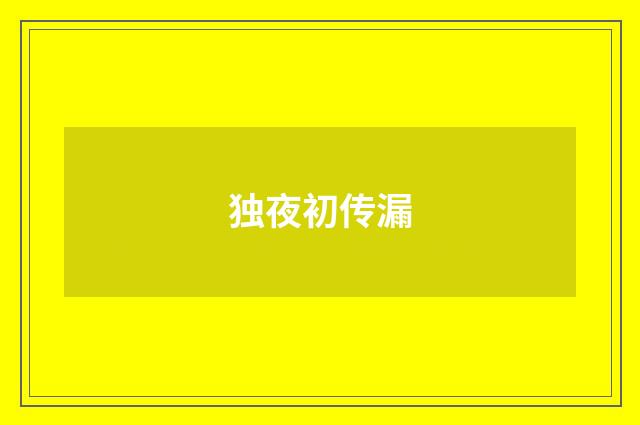独夜初传漏
