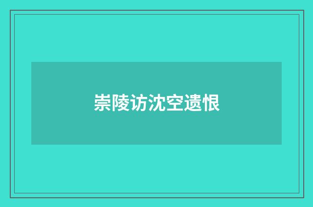 崇陵访沈空遗恨