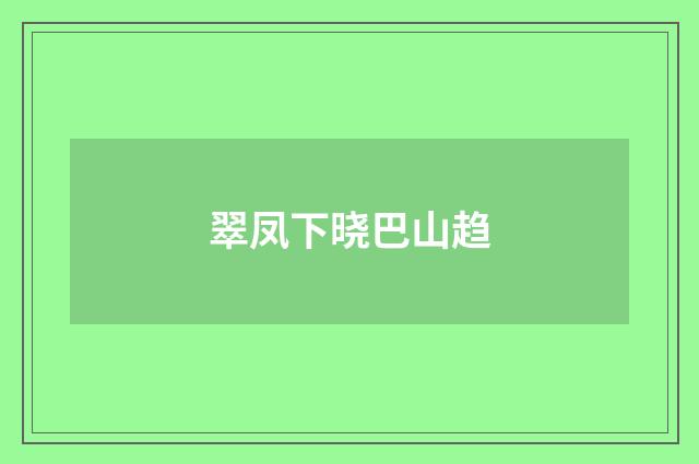翠凤下晓巴山趋