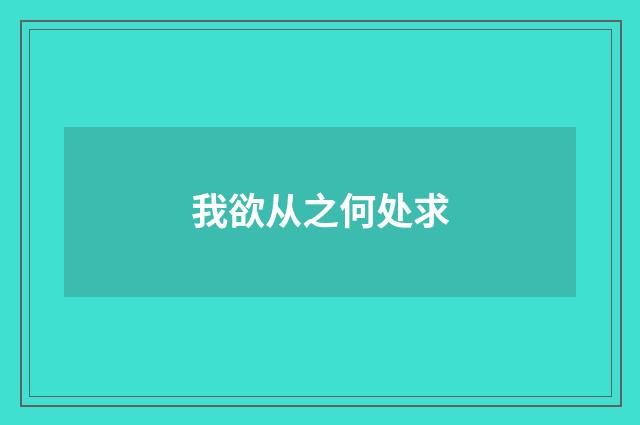 我欲从之何处求