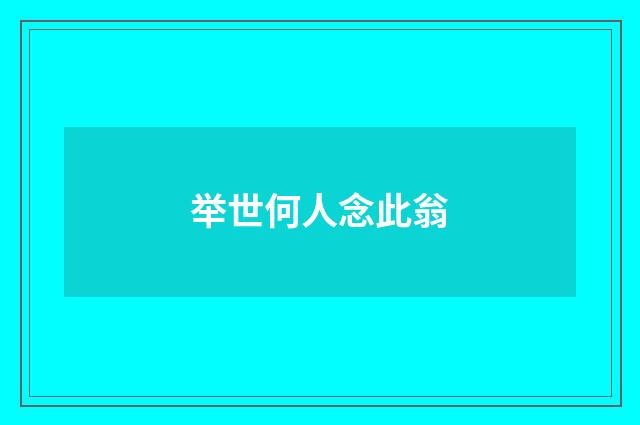 举世何人念此翁
