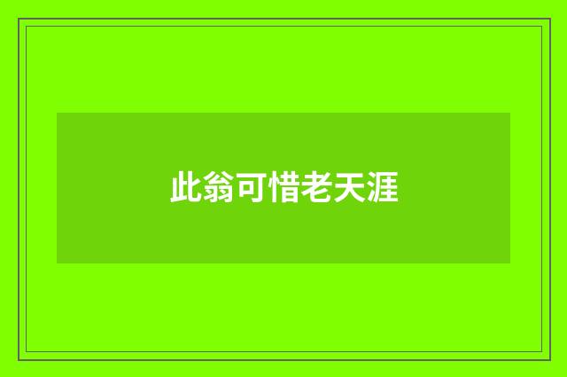 此翁可惜老天涯
