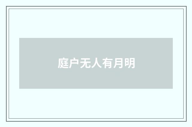 庭户无人有月明