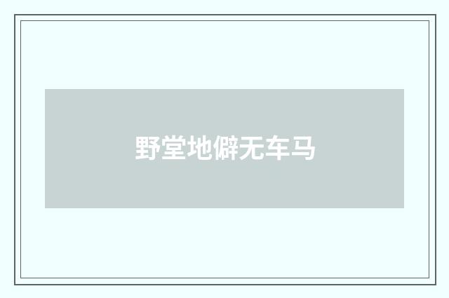 野堂地僻无车马