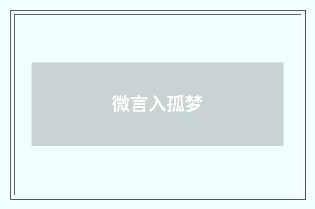 微言入孤梦