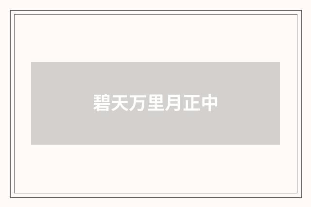 碧天万里月正中
