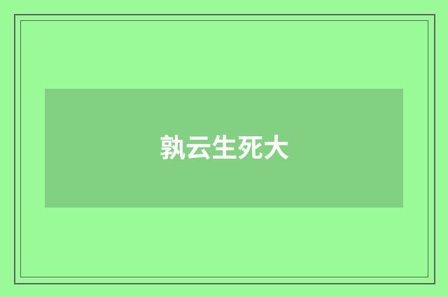 孰云生死大