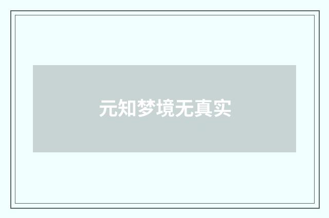 元知梦境无真实